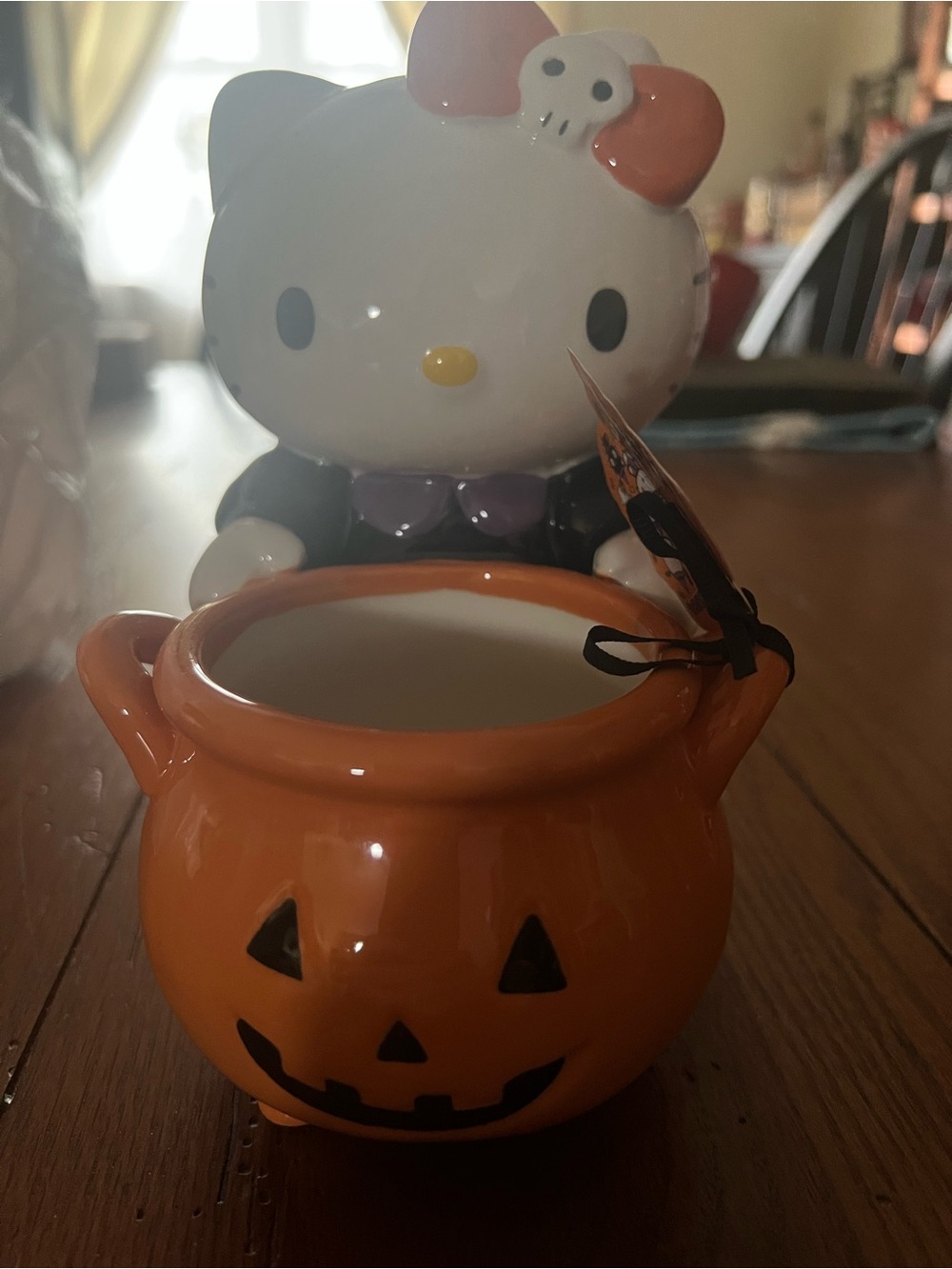 Sanrio Hello Kitty Orange Pumpkin Candy Holder with Bow